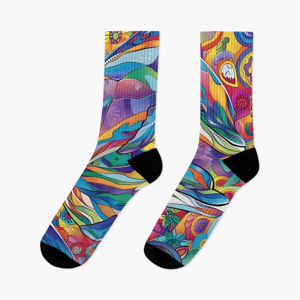 Item preview, colorful dolphin doodle art psychedelic print designed and sold by dcrc.