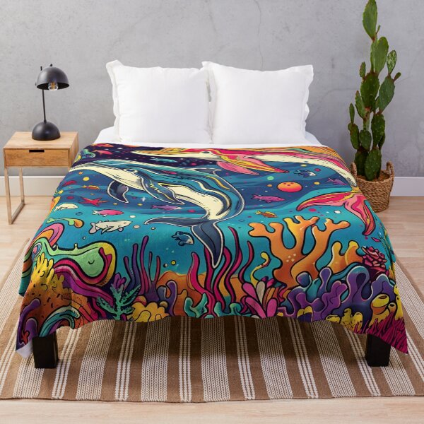 Item preview, colorful dolphin doodle art psychedelic print designed and sold by dcrc.