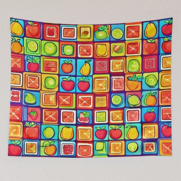 Item preview, Fruit-Filled Square Art: Comic Style designed and sold by Health And Fitness Posts e-Store.