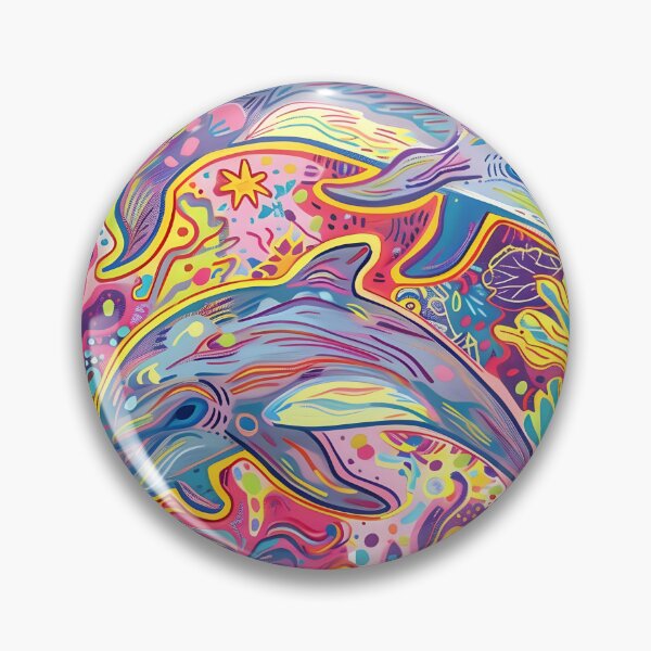 Item preview, colorful dolphin doodle art psychedelic print designed and sold by dcrc.