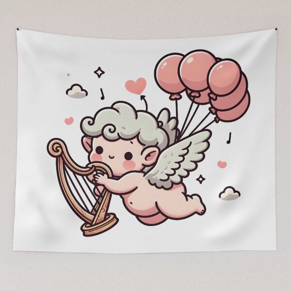 Item preview, Kawaii Cherubic Ogre With Tiny Harp designed and sold by CanvasCutie.