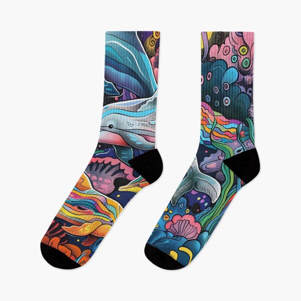Item preview, Colorful dolphin Doodle Art psychedelic print designed and sold by dcrc.