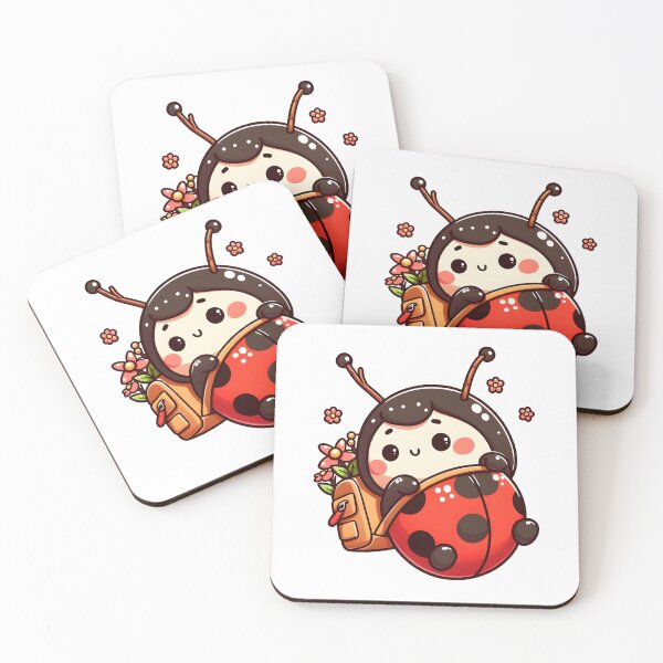 Item preview, Kawaii Ladybug: With A Backpack Filled With Flowers designed and sold by CanvasCutie.