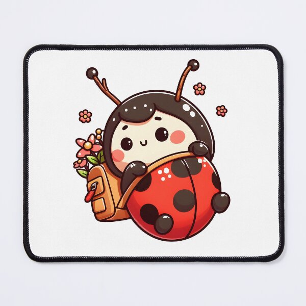 Item preview, Kawaii Ladybug: With A Backpack Filled With Flowers designed and sold by CanvasCutie.
