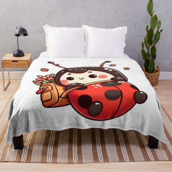 Item preview, Kawaii Ladybug: With A Backpack Filled With Flowers designed and sold by CanvasCutie.