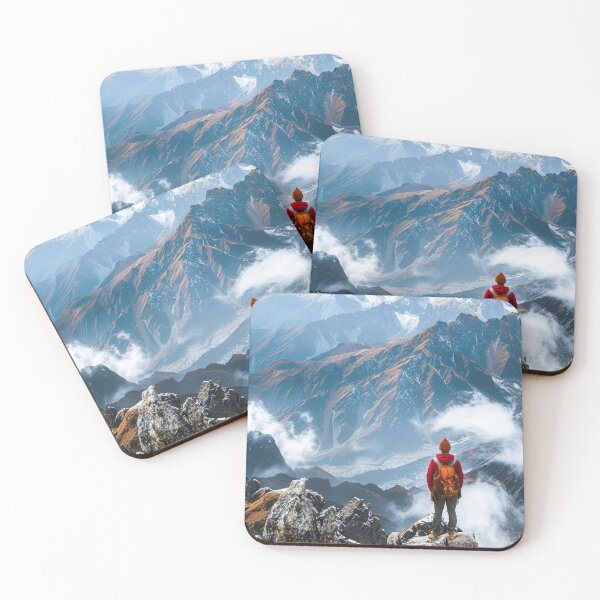 Item preview, Person Standing on Top of a Mountain. Travel Mountain Adventures designed and sold by frequent-art.