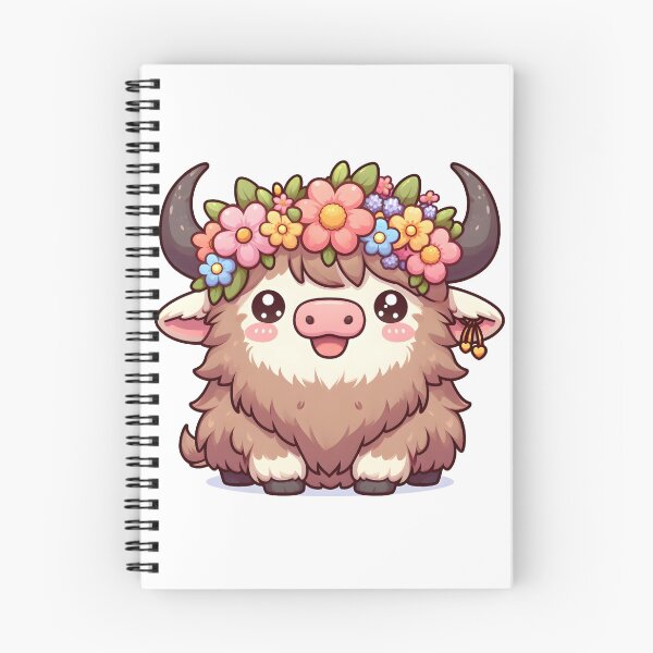 Item preview, Kawaii Yak With Flower Crown Smiling designed and sold by CanvasCutie.