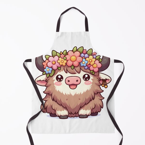 Item preview, Kawaii Yak With Flower Crown Smiling designed and sold by CanvasCutie.