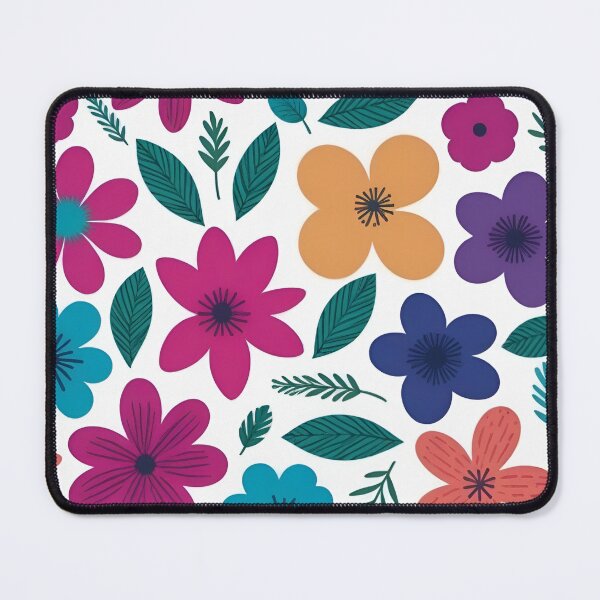 Item preview, RogerPattern - "Nature's Harmony: White Background with Vibrant Leaves and Flowers" designed and sold by RogerPattern.