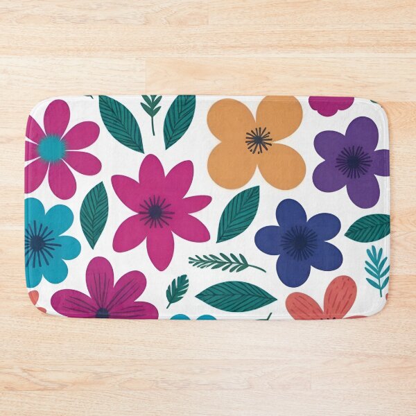 Item preview, RogerPattern - "Nature's Harmony: White Background with Vibrant Leaves and Flowers" designed and sold by RogerPattern.