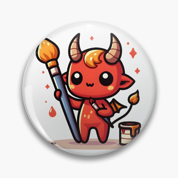 Item preview, Kawaii Chirpy Demon With Paintbrush designed and sold by CanvasCutie.