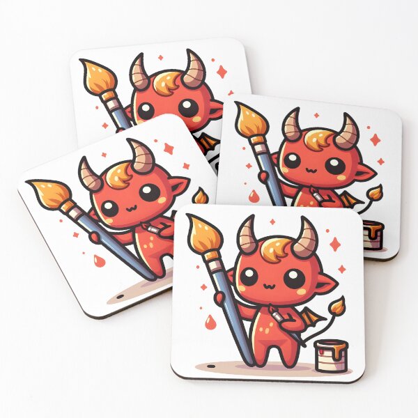 Item preview, Kawaii Chirpy Demon With Paintbrush designed and sold by CanvasCutie.