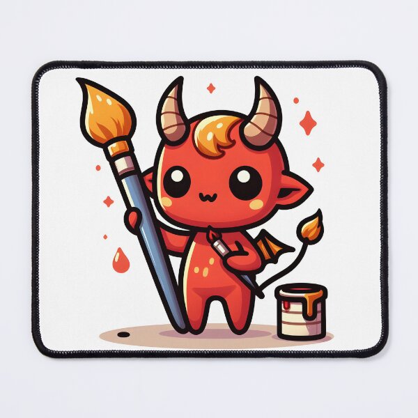 Item preview, Kawaii Chirpy Demon With Paintbrush designed and sold by CanvasCutie.