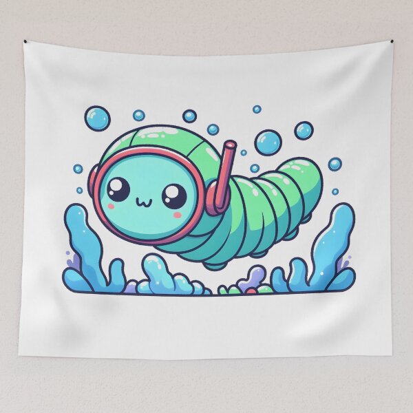 Item preview, Kawaii Caterpillar With Swimming Cap designed and sold by CanvasCutie.