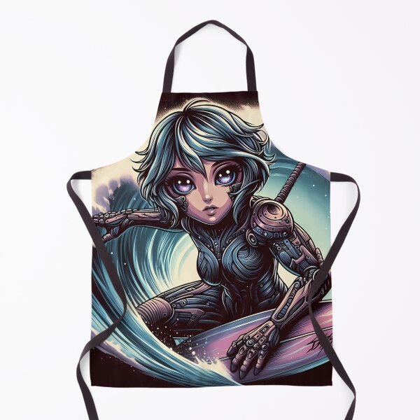 Item preview, cybernetic humanoid riding a surfboard through powerful waves designed and sold by aminz4.