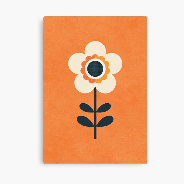 Retro Blossom - Orange and Cream Canvas Print