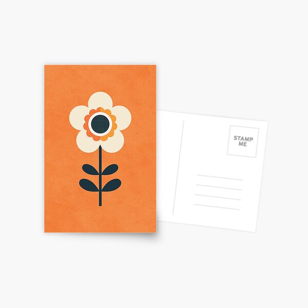 Retro Blossom - Orange und Creme Postkarte