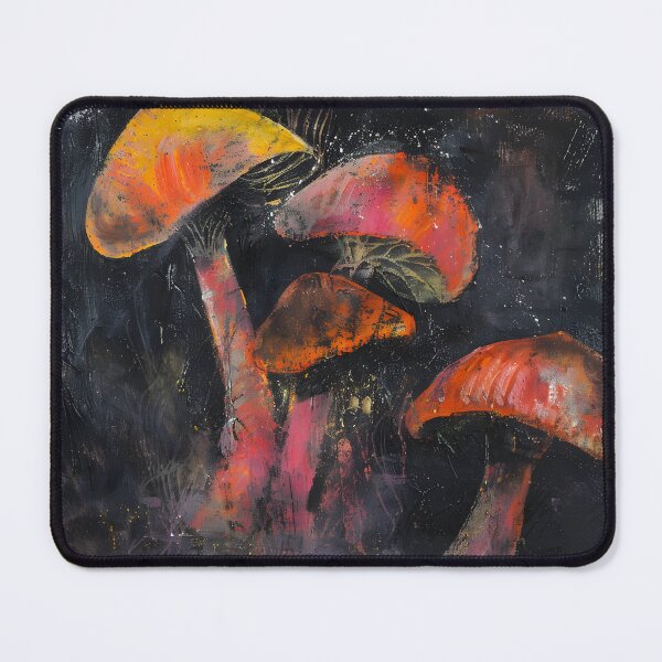 Item preview, Mystical Mushrooms- Abstracted Forms and Vivid Colors Against the Night AI Generated designed and sold by OlfactoART Studio.