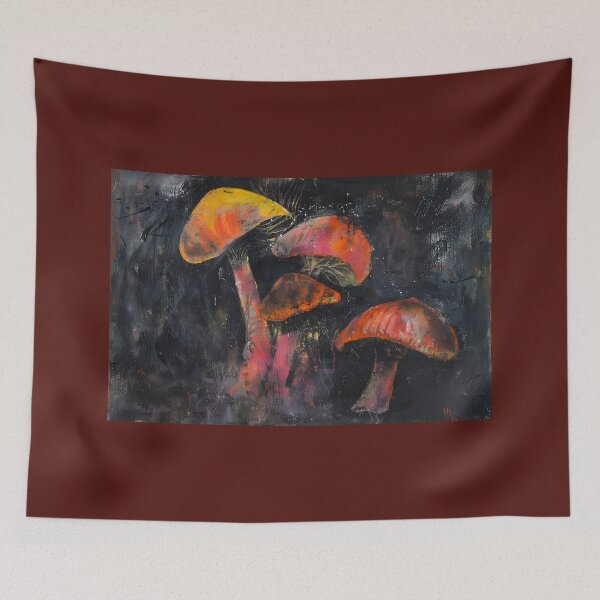 Item preview, Mystical Mushrooms- Abstracted Forms and Vivid Colors Against the Night AI Generated designed and sold by OlfactoART Studio.