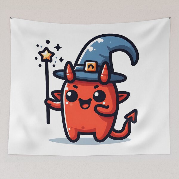 Item preview, Kawaii Buoyant Demon: Wearing A Wizard Hat designed and sold by CanvasCutie.