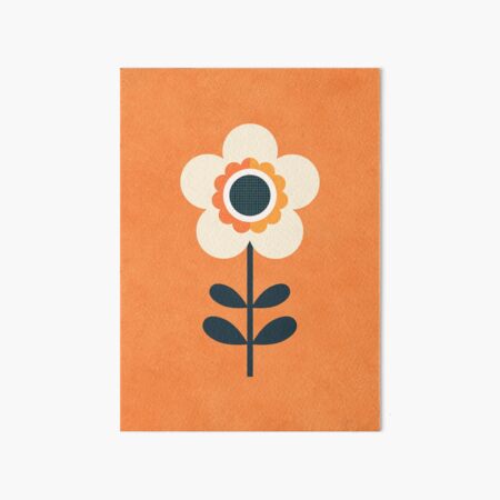 Retro Blossom - Orange and Cream Art Board Print