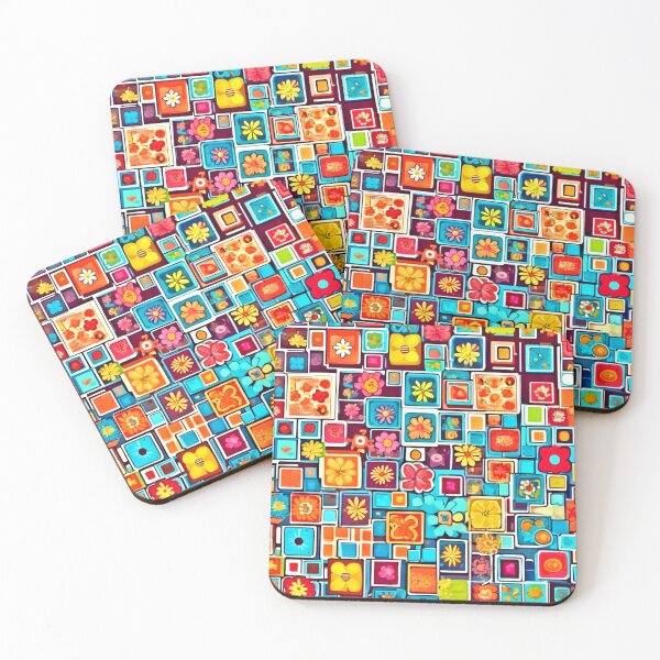 Item preview, Comic Art: Colorful Flower Square Pattern  designed and sold by Health And Fitness Posts e-Store.