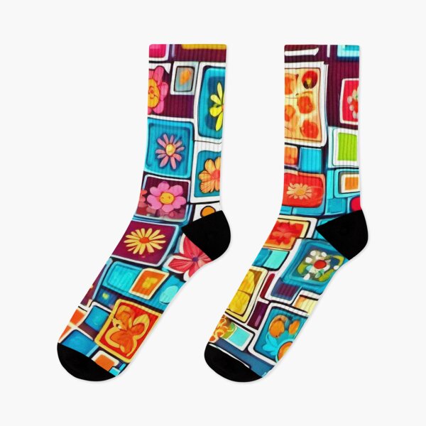 Item preview, Comic Art: Colorful Flower Square Pattern  designed and sold by Health And Fitness Posts e-Store.