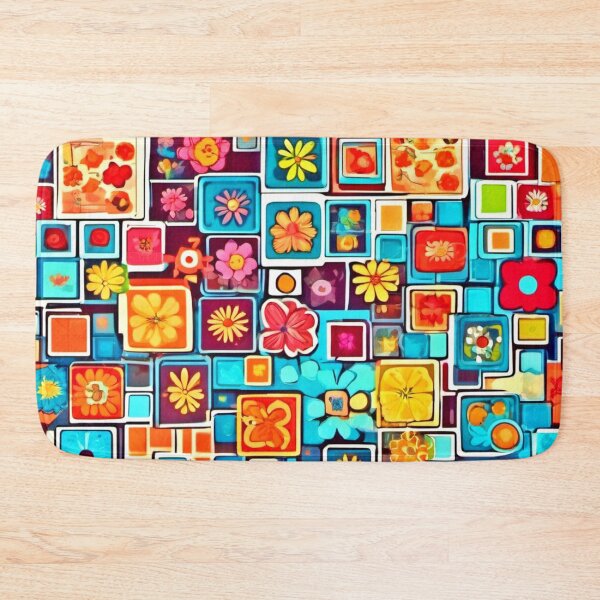 Item preview, Comic Art: Colorful Flower Square Pattern  designed and sold by Health And Fitness Posts e-Store.