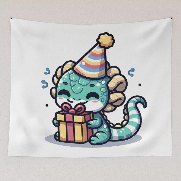 Artikelvorschau, Kawaii schüchterner Basilisk mit Partyhut entworfen und verkauft von CanvasCutie.