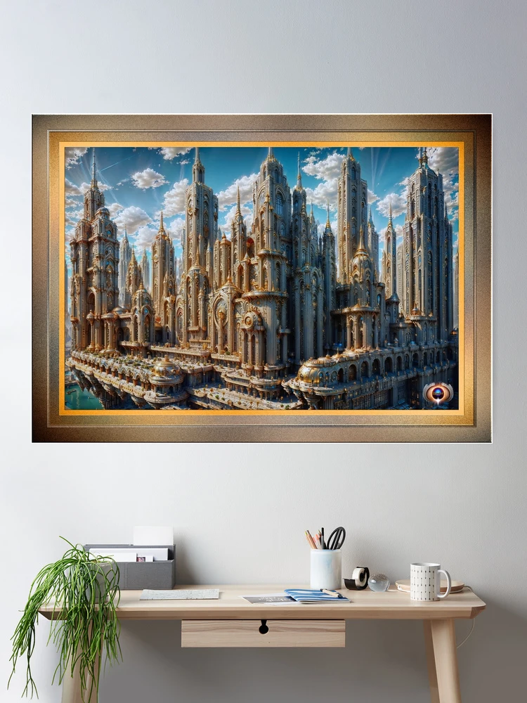Ravenor Metropolis Architectural Wonder Captivating AI Concept Art by Xzendor7 Room Decor Poster Art Print