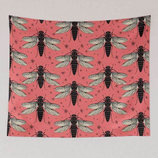 Item preview, Cicada pattern Insect Enthusiasts entomology red designed and sold by AlchemyColor.