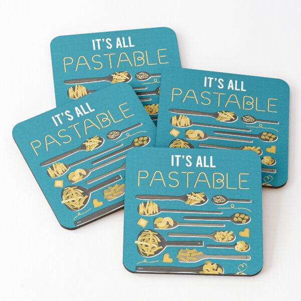 Item preview, Le meraviglie // blue teal background brown wood spoons with yellow italian pasta kitchen designed and sold by SelmaCardoso.