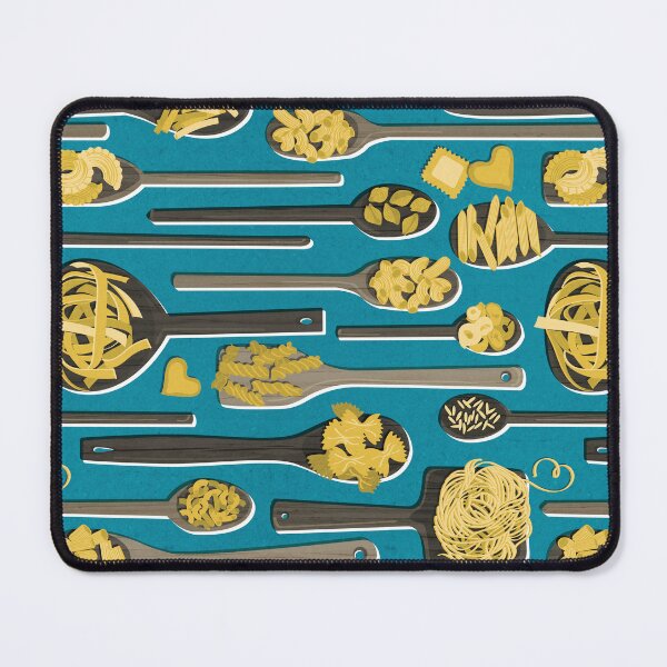 Item preview, Le meraviglie // blue teal background brown wood spoons with yellow italian pasta kitchen designed and sold by SelmaCardoso.