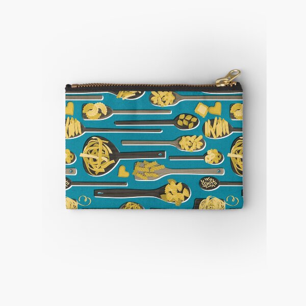 Item preview, Le meraviglie // blue teal background brown wood spoons with yellow italian pasta kitchen designed and sold by SelmaCardoso.