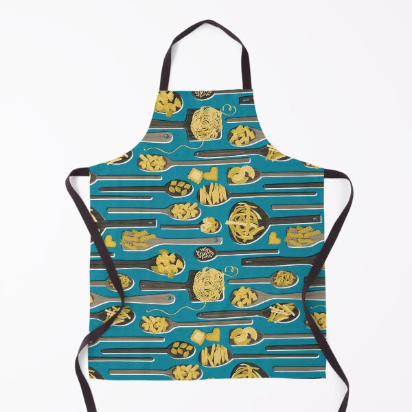 Item preview, Le meraviglie // blue teal background brown wood spoons with yellow italian pasta kitchen designed and sold by SelmaCardoso.