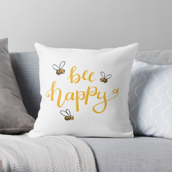 bee happy Throw Pillow
