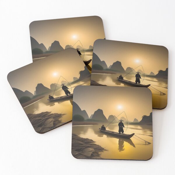 Item preview, CHINESE FISHERMAN ON YELLOW RIVER designed and sold by PIGCASSOSAIART.