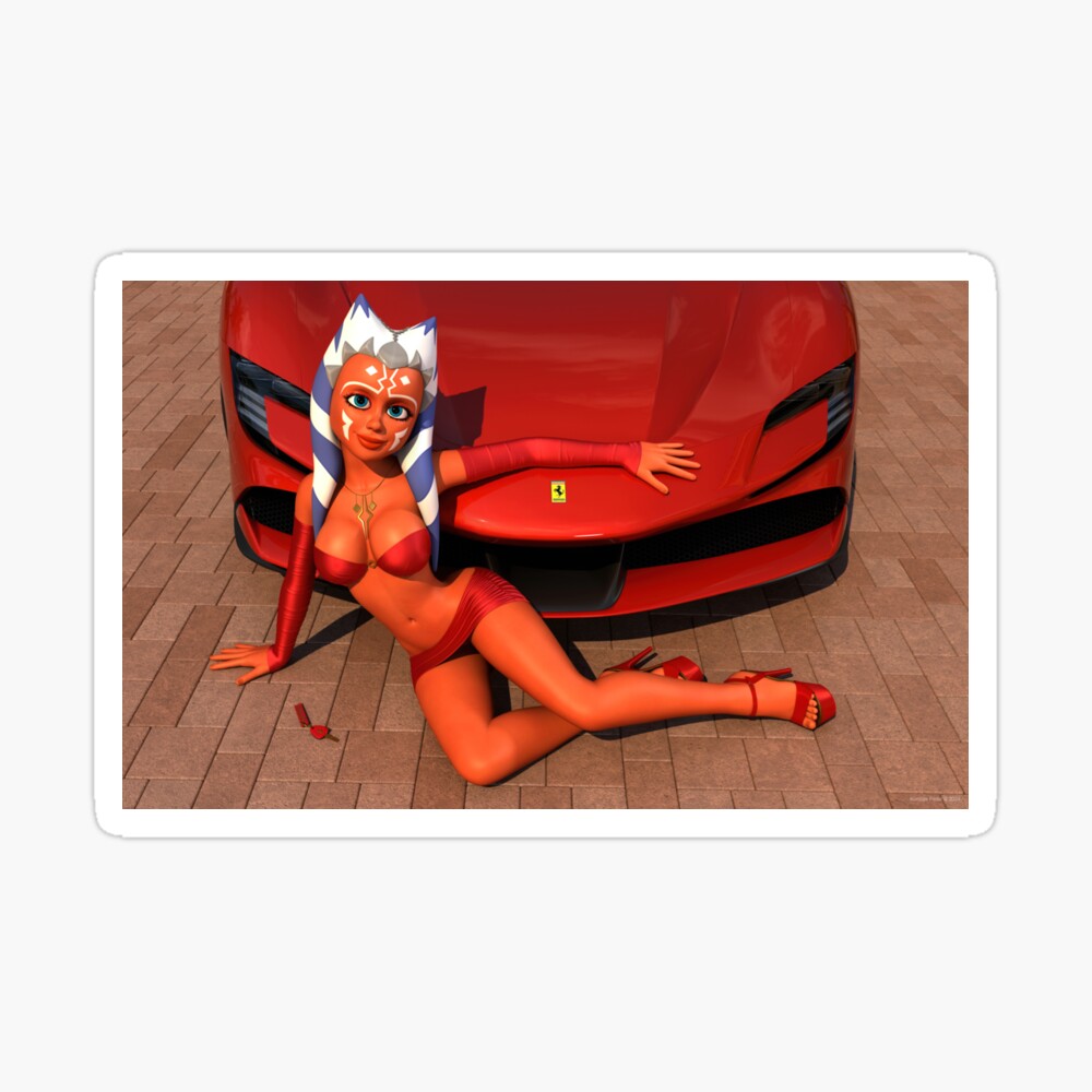 Ahsoka with red sportcar