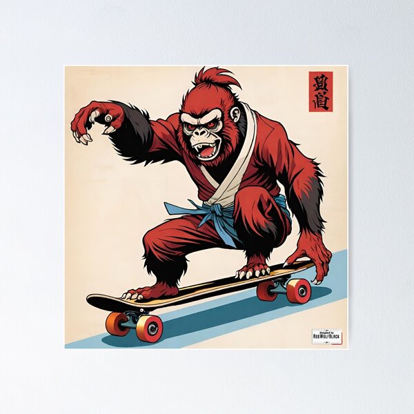 Item preview, Gorilla red Japan style 24 skater  designed and sold by RedWolfDisigne.