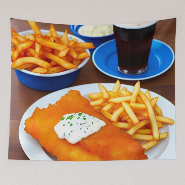 Item preview, Classic Fish and Chips Feast: Crispy Fillets, Generous Portions of Chips, and Tangy Tartar Sauce designed and sold by GrizzlyCollective.