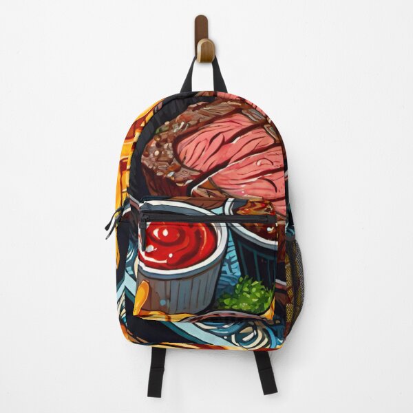 Item preview, Sizzling Steak Delight: Tender Beef Steak with Crispy Chips, Zesty Relish, and Tomato Ketchup designed and sold by GrizzlyCollective.