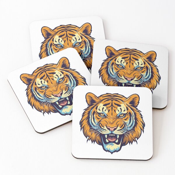 Item preview, Abstract portrait of a majestic and formidable tiger in pop art style. Decorative vector art. Isolated on white background. T-shirt and stickers template  designed and sold by deeplaxman.