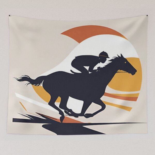 Aperçu de l'œuvre Silhouette de jockey de course de derby du Kentucky créée et vendue par LyssasMindArt.