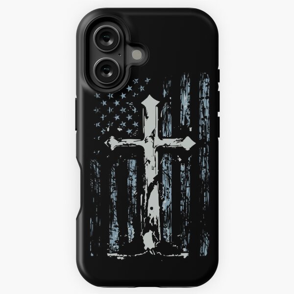 Aperçu de l'œuvre Christ Cross Bleu Drapeau des États-Unis créée et vendue par WBGraphix.