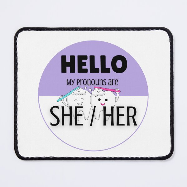 Item preview, Pronoun Badge for Dental Care Professionals | SHE/HER Purple designed and sold by TheFamilyVan.