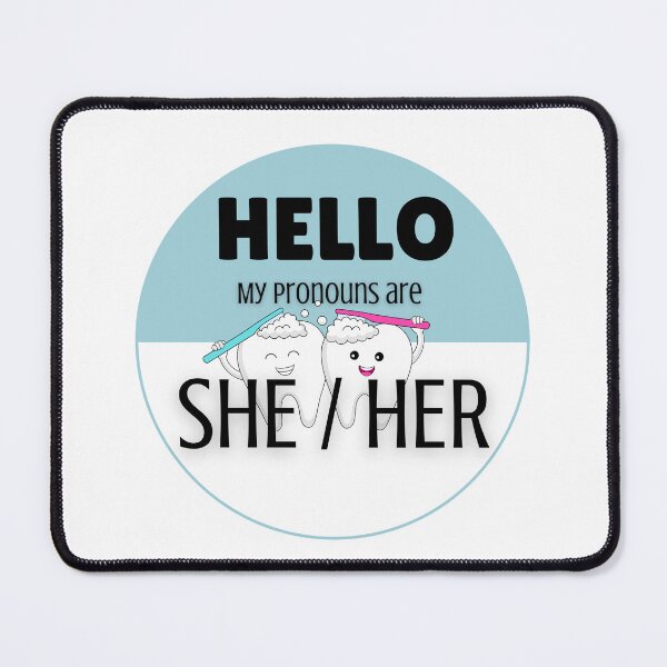 Item preview, Pronoun Badge for Dental Care Professionals | SHE/HER Blue designed and sold by TheFamilyVan.