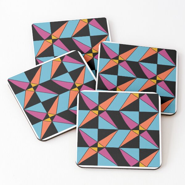 Item preview, Geometric shapes in checkerboard design blue,orange, mutes pink designed and sold by naomibroudo.