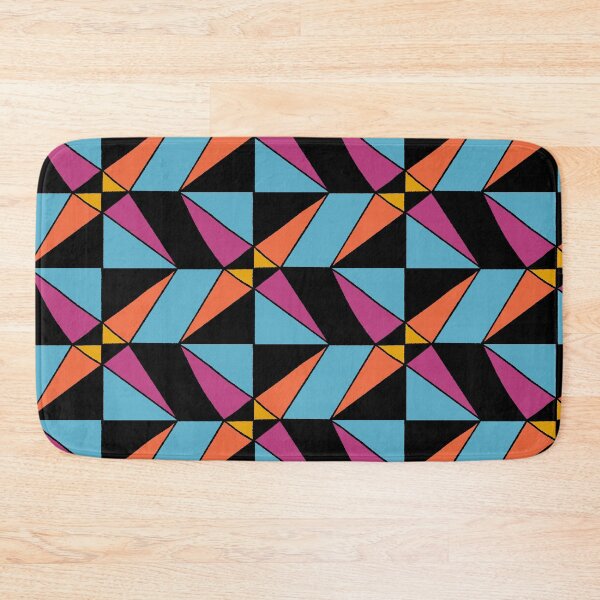 Item preview, Geometric shapes in checkerboard design blue,orange, mutes pink designed and sold by naomibroudo.