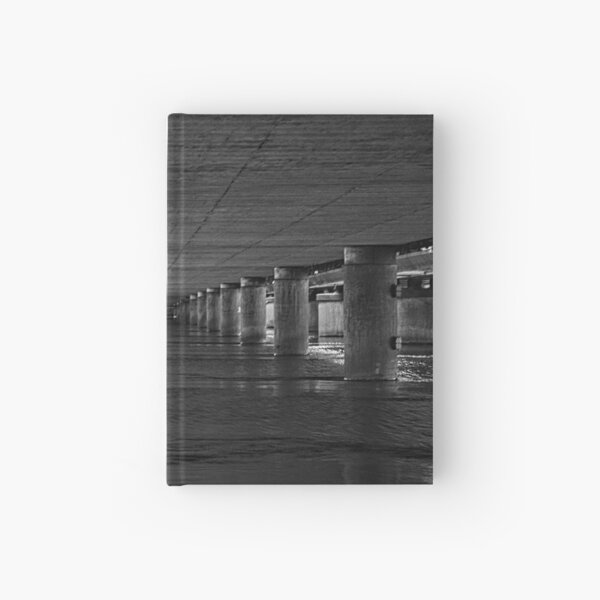 Under the bridge 1 black-white Hardcover Journal