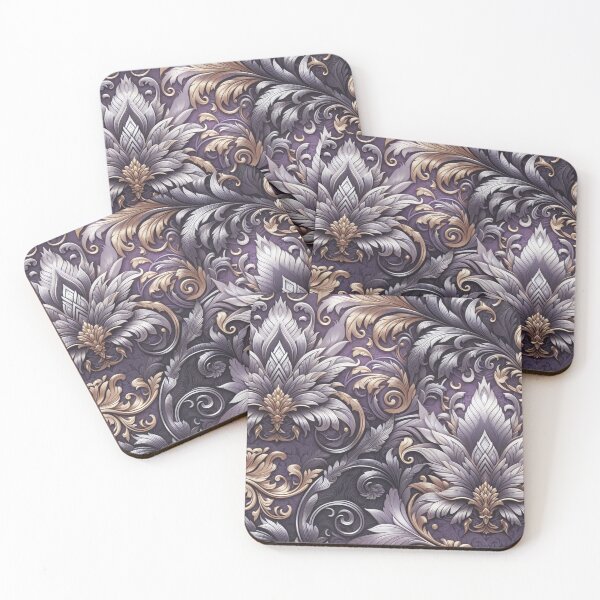 Item preview, Matte Purple With Gold & Silver Damask designed and sold by DesignsByPrnces.